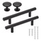 36-Piece Black Matte Drawer Pulls, 26x Kitchen Cabinet Handles 3.75" Center to Center, 10x 1" Knobs, Screws Included